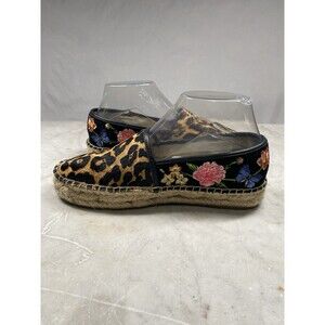 Johnny Was Garden Leopard Espadrille Women’s 7.5 Leather Upper Embroidered
